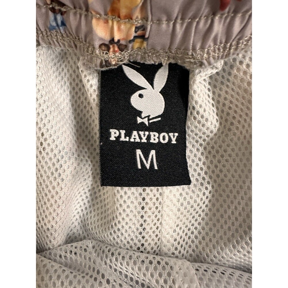 Playboy Bunny Shorts Men’s M Gray Pin Up Girls Swim Trunks Lounge Y2K - Picture 3 of 8